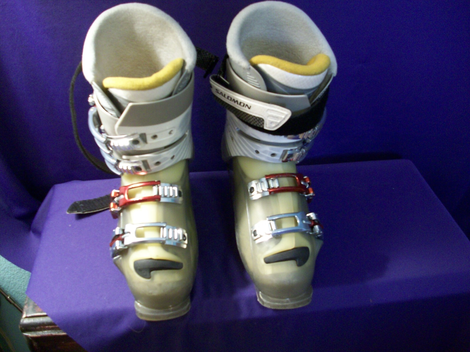 Salomon Rush Stivali da sci argento donna mondo 25 donna 8 uomo 7 con borsa portaoggetti