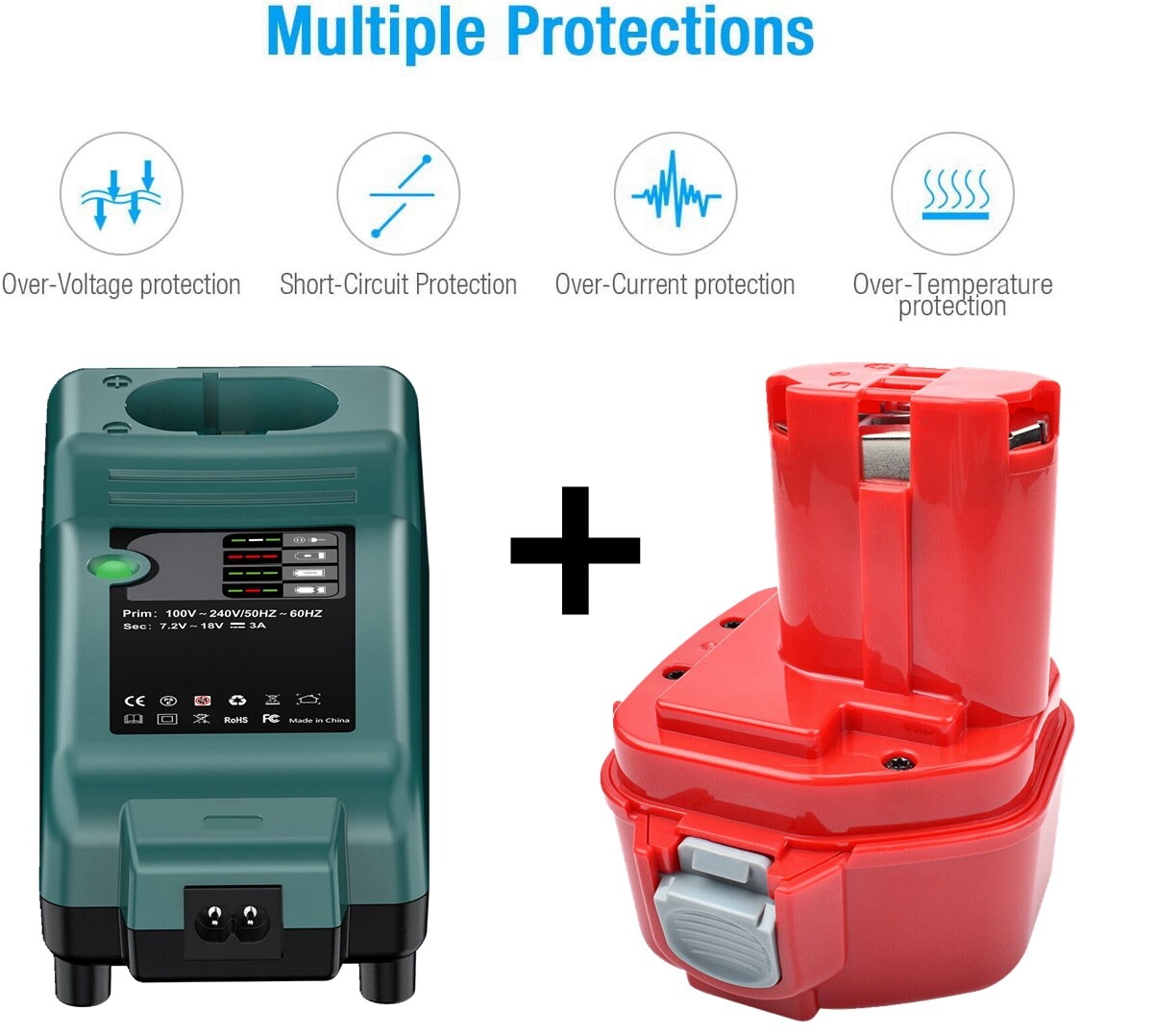 2 Batterie Joiry 9.6V 3500mAh Ni-MH Per Makita - Compatibili Con Modelli PA09, 9120, 9122 E Altri - Foto 11