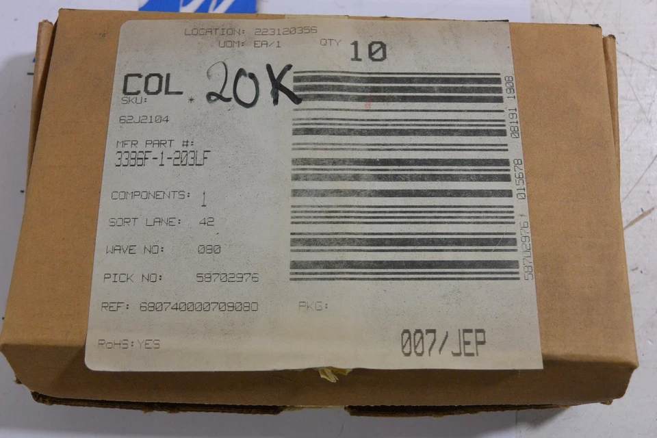 Potenciómetro Bourns 3386F-1-203LF Caja de 10 nuevos excedentes 3386F1203LF Foto 2 de 4