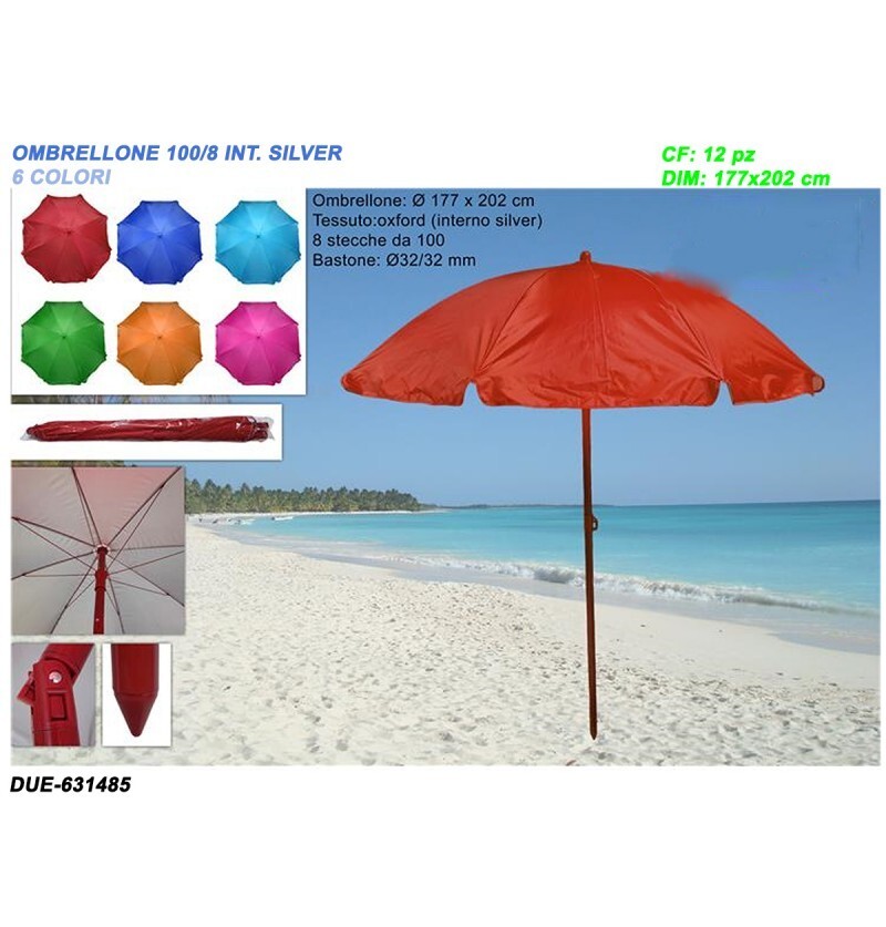 Ombrellone Mare giardino 6 Colore, 8 Stecche resistente in fibra di vetro 200cm