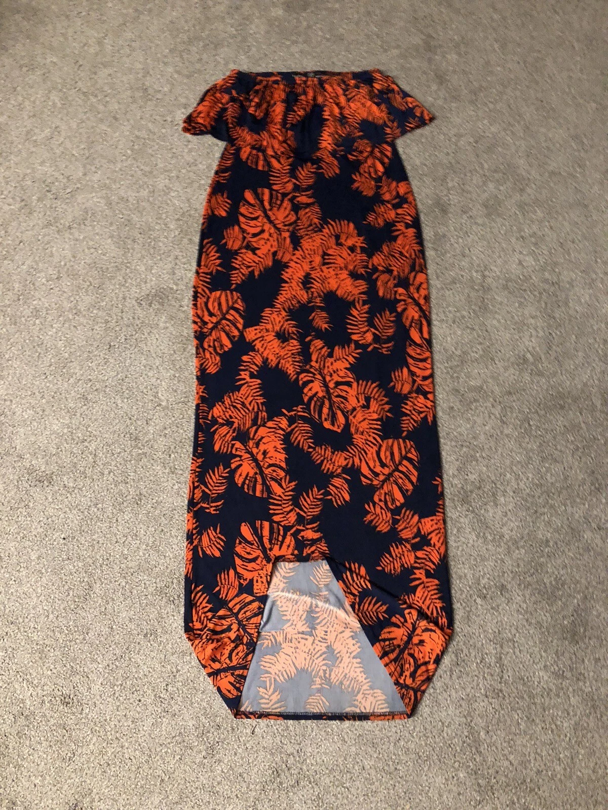 VETEMENTS BOOHOO Abito Stretchy Tema Tropicale Foglia di Palma 8 Maxi Party Boho Casual Estate