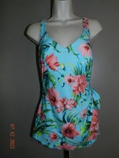 Roxanne Bra Sized Swimsuit One Piece Size 10 34C Floral Stretch Vintage skirted