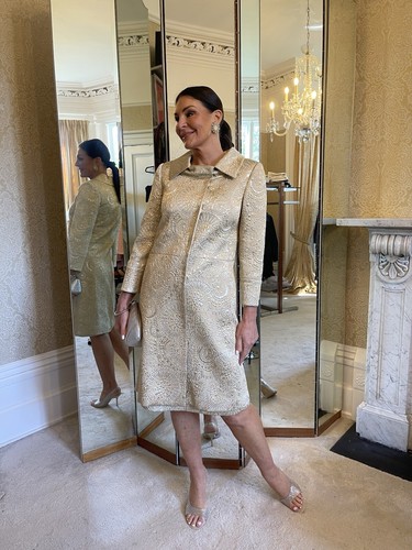 MARNI UK M Vintage Rock Anzug Gold Seidenmischung Brokat Knielang Gefüttert - Bild 2 von 19