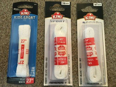 New KIWI White Flat Athletic Sport Shoe Laces ONE PAIR OF EACH 27