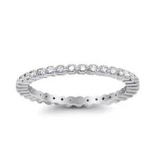 2mm Full Eternity Stackable Pave Shape  Ring Simulated CZ 925 Sterling Silver