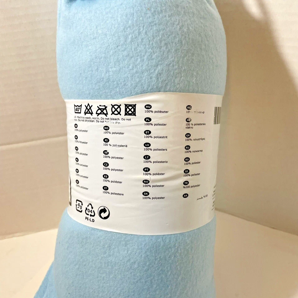 NEW Ikea PolyFleece Blanket Throw  51 x 67 Blue Polarvide Scallop Discontinued - Image 4 of 4