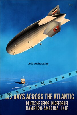 Deutsche Zeppelin 1936 Across The Atlantic Vintage Poster Print Retro Style