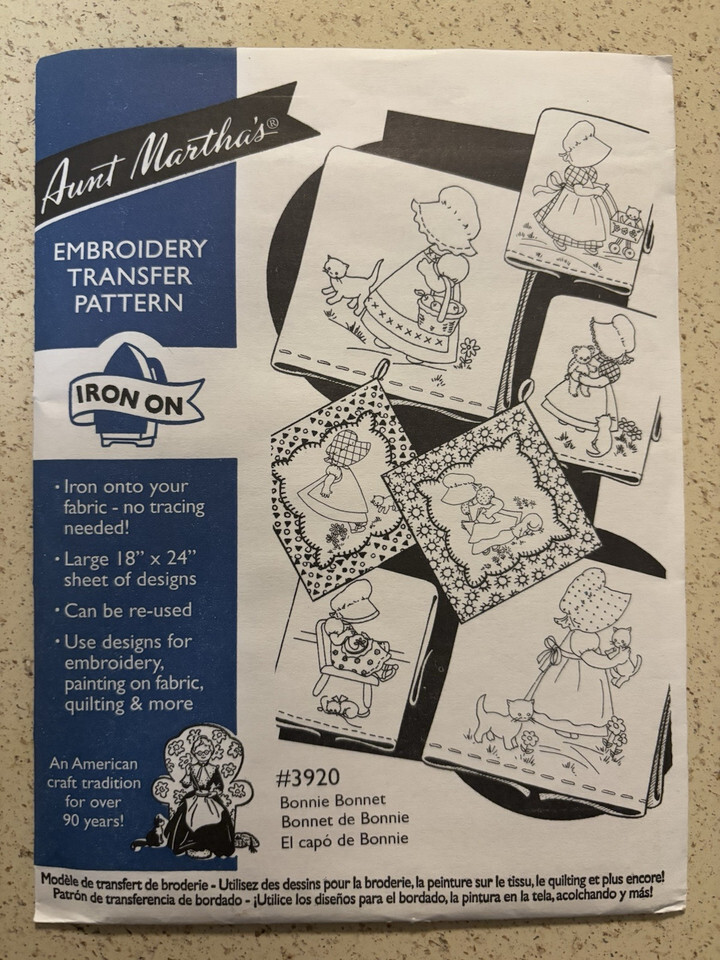 Aunt Marthas Embroidery Transfer Patterns Iron On Blue - MULTIPLE ...