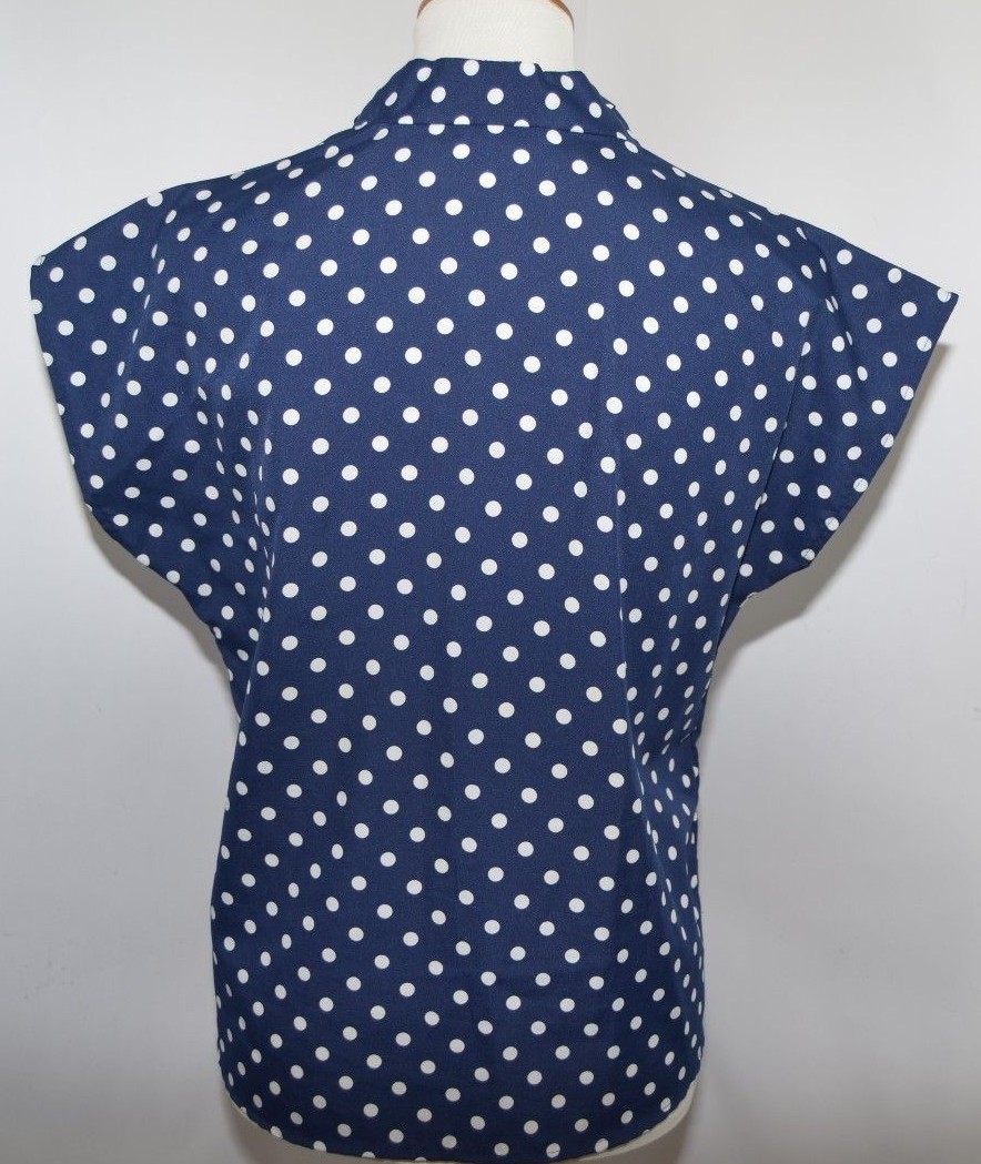 VTG Teddi of California V Neck Blouse Blue White … - image 5