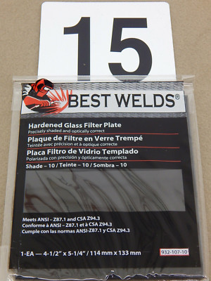 15 BEST WELDS 4.5'' x 5.25'' HARDENED GLASS FILTER PLATES SHADE 10 4-1/2'' x 5-1/4''
