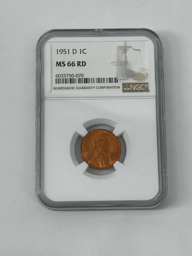 1951-D 1C Lincoln Wheat Cent NGC MS 66 RD