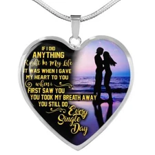 To My Wife Girlfriend I Love You Necklace Heart Pendant Valentine Gifts for Her