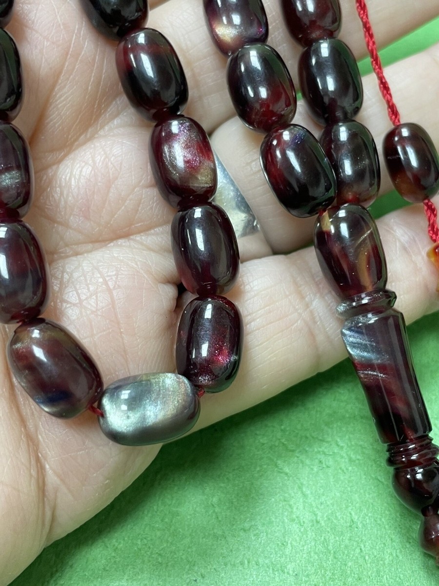 Unique Multi Color Faturan cherry amber bakelite islamic prayer 33 beads 23g