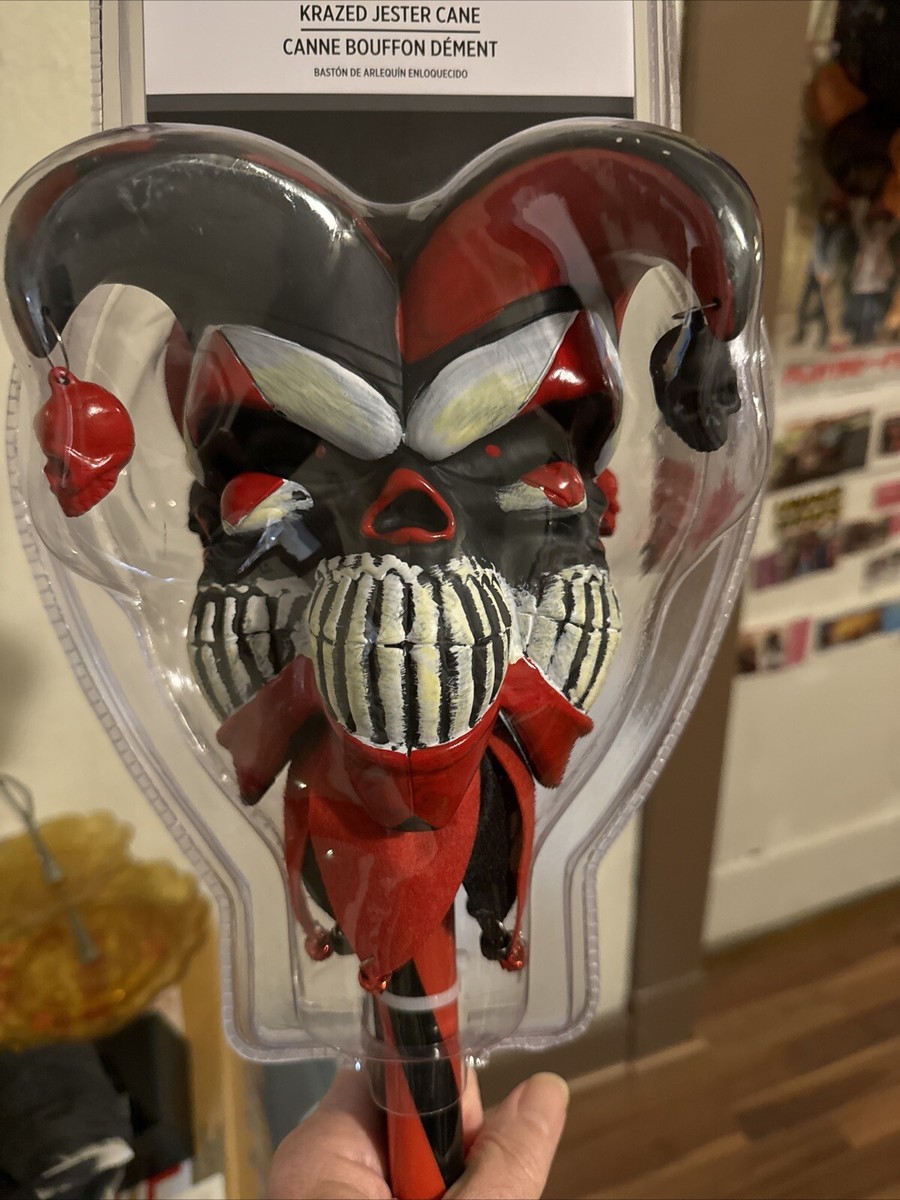 Krazed Jester Cane -Staff Harley -Black Red Costume Halloween Cosplay Adult  Teen