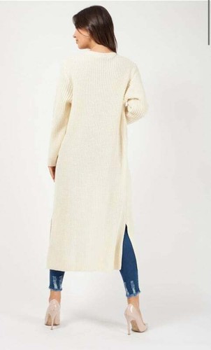 Ladies longline knitted open front maxi with pockets Women knitted cardigan 8-16 - Picture 25 of 25