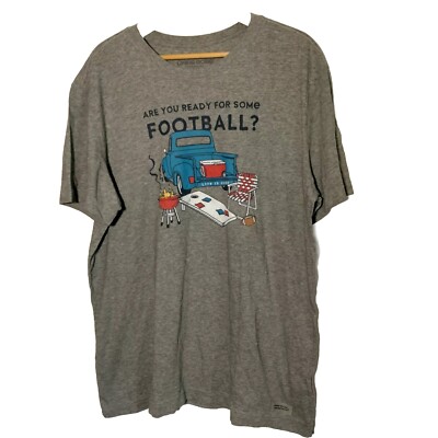 Life Is Good T Shirt Men L Are You Ready For Some Football Tailgate Cornhole USA