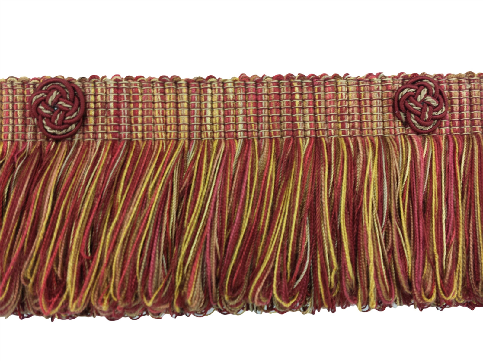 Burgundy Taupe Gold 3"" Long Loop Trim w Rosette Cranberry Harvest [By The Yard]