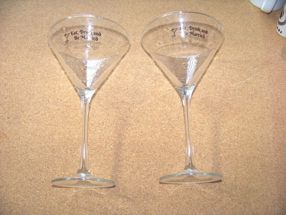 Ешьте пить и быть замужем стержень стеклянный набор 7-7/8 «высокий 4-3/4» свадьбы его и ее - Изображение 2 из 4