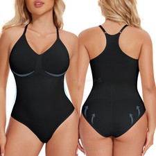 Women Unseamed Racerback Body Shaper Tummy Control Slimming Shapewear Bodysuit