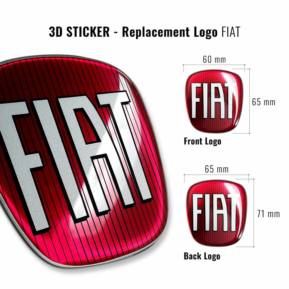 Adesivo Fiat 3D Ricambio Logo per Punto Evo Anteriore + Posteriore - Immagine 2 di 3