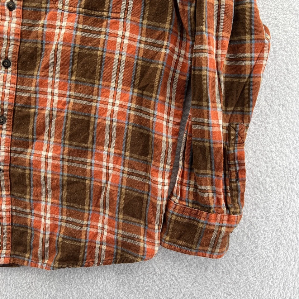 Camisa Timberland Grande Para Hombre Naranja A Cuadros Abotonada Top Manga Larga Franela Cabina Foto 3 de 4