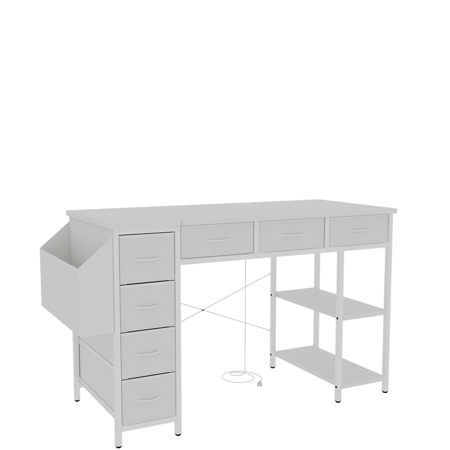 Computer Desk Home Office Desk Writing Table Study Workstation with 7 Drawers-image