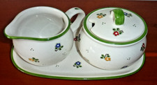 Milch u. Zucker mit Platte Pfalzkeramik Garmisch handdekoriert