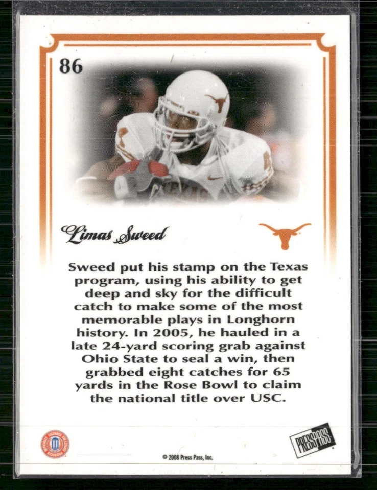 2008 Press Pass Legends Bowl Edition #86 Limas Sweed 10 Yard Line Holofoil #/75 - Image 2 of 2