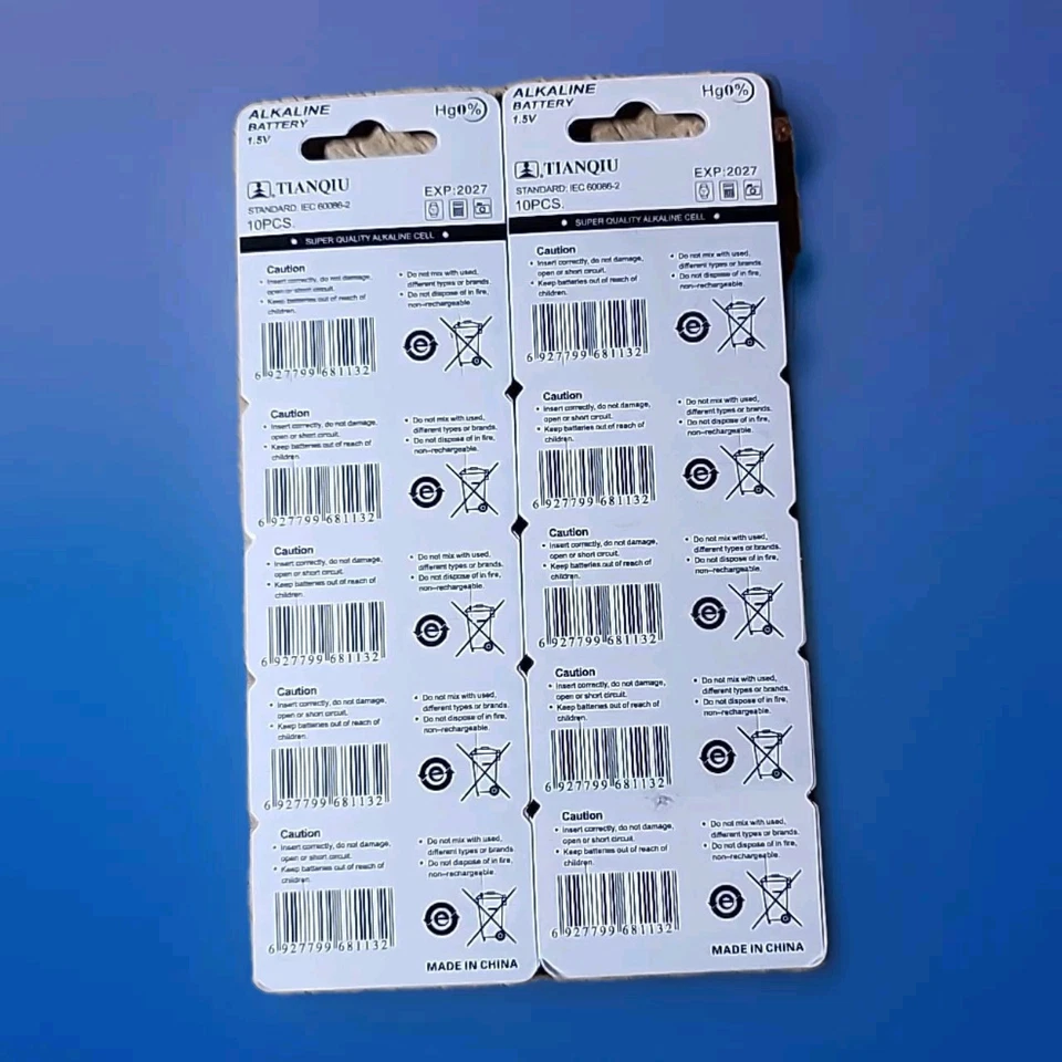 TIANQIU 20 PCS LR44 AG13 357 303 SR44 LR1154 Alkaline Battery 1.5V Button Cell - Image 2 of 2