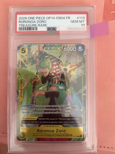 One Piece Roronoa Zoro PSA 10 POP 25 Worldwide Tr Rare Alt OP14/OP12-113 FR