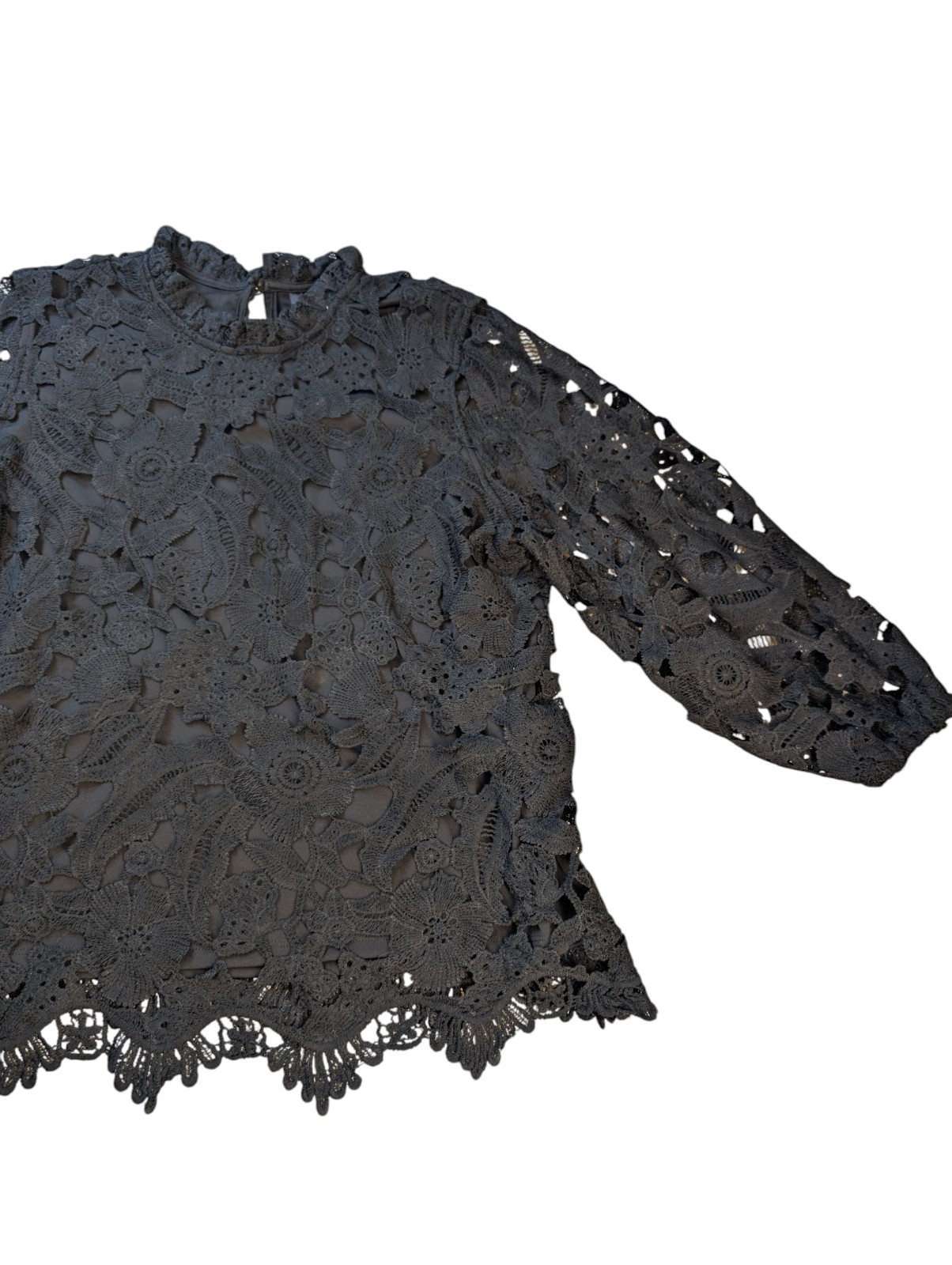 ELLA RAFAELLA LACE LINED KEYHOLE BLOUSE SIZE XL Classy Chic