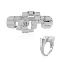 Cavill Damenring 925 Sterling Silber Platin Geometrisch Zirkon 0,03Ct