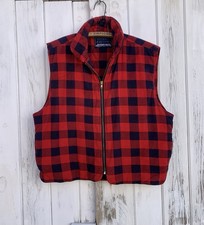 Vintage Buffalo Plaid Quilted Puffer Vest  90s Outdoor Zip Up Lumberjack Vest
