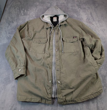 Dickies Jacket Chore Canvas Workwear Full Zip Lined Hood Coat Green Men's XL