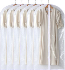Clear Garment Bags for Clothes, 6 Pack Dustproof Suit Covers, 24"x48