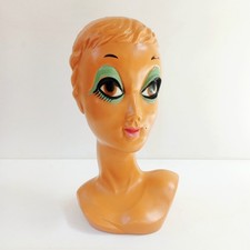 Tete a Chapeau TWIGGY Green Make Up, Annees 70's Vintage 