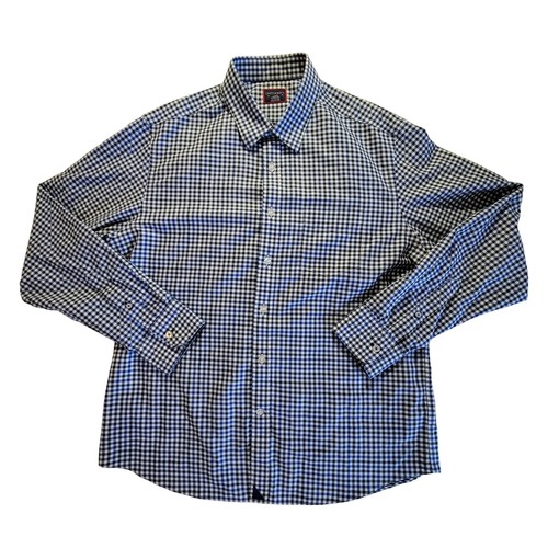 UNTUCKit Button Down Shirt Mens Large Blue Gingham Wrinkle Free Long Sleeve