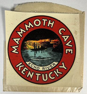 Vintage Original 1946 Goldfarb Souvenir Mammoth Cave Ky Travel Water Decal Art
