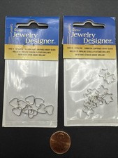 Two Packs of Darice Jump Rings BNIP 12 Heart, 12 Star in Bright Silver
