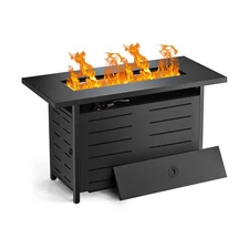 Hykolity 42 Inch Gas Fire Pit Table, 60,000 BTU Propane Pits for Outside with...
