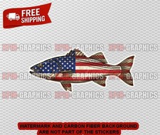 Striped Striper Bass Fish Usa Flag Patriotic Vinyl Decal Sticker Car Boat Wall A