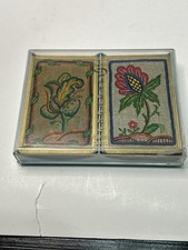 Vintage Duratone Playing Cards With Stiched Floral Print
