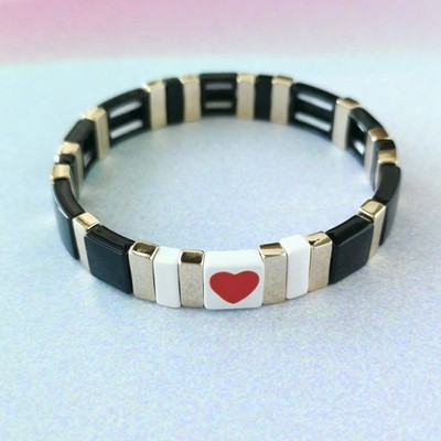 New. Roxanne Assoulin Gold Black Neutral Heart Classics Bracelet