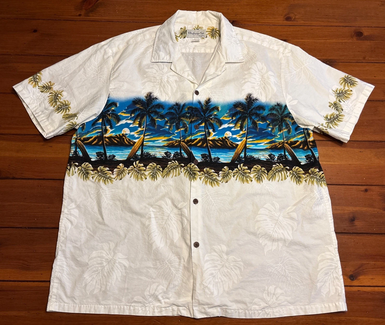 Bishop St. Hawaiian Cotton Shirt Button-Up Men’s 3XL Tropical Beach Vacation SS