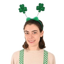 St Patrick's Day Glittered Shamrock Boppers Headband St Patrick's Party Supplies