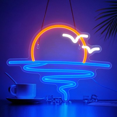 Sunset Sunrise Neon Sign for Wall Decor Dimmable Neon Light Sign for Beach Be...