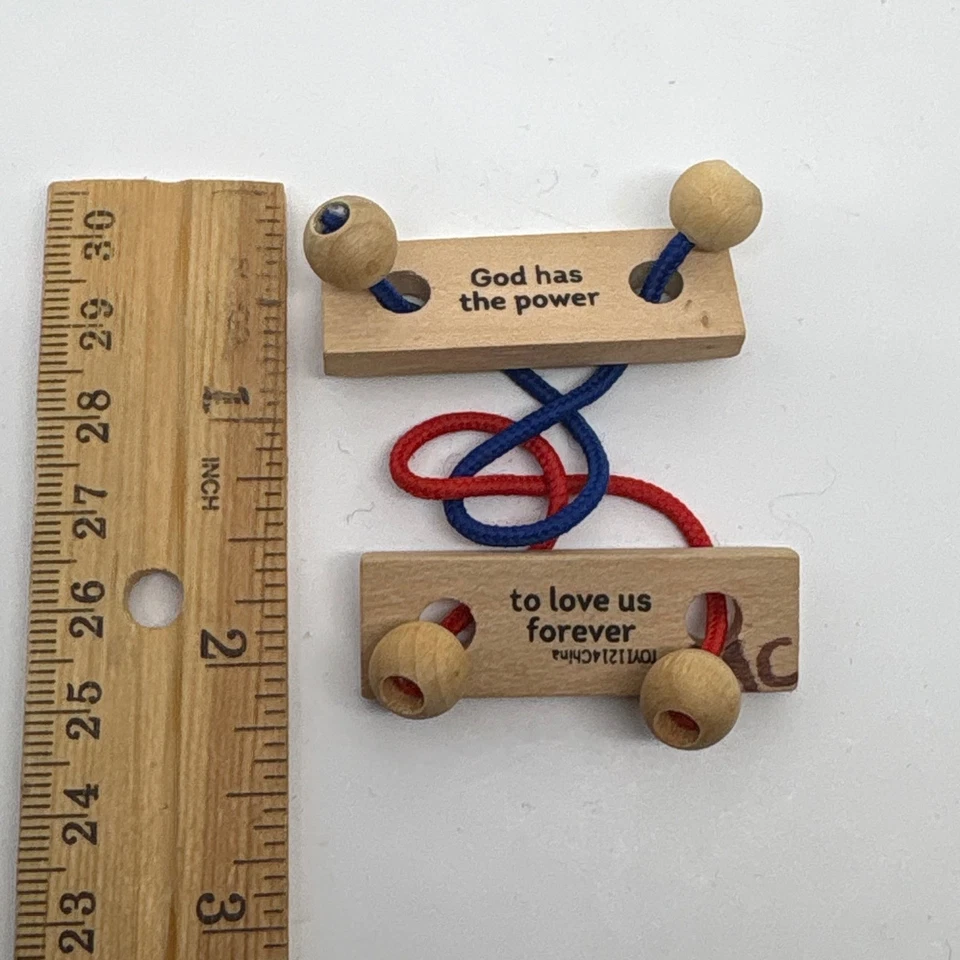 木制绳子拼图上帝有能力永远爱我们基督教宗教礼物 — 第 4/4 张图片