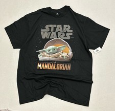 Star Wars Shirt Mandalorian Grogu Men  s L Black Baby Yoda Disney NWT Tee