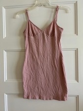 Shein Ribbed Body Con Tank Dress Pink Size M Adjustable Straps
