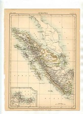 Sumatra Map Encyclopedia Britannica Ninth Edition 1880's Malay Peninsula